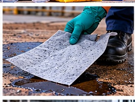 Absorbent pad placed over a spill