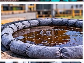 Absorbent boom containing a spill