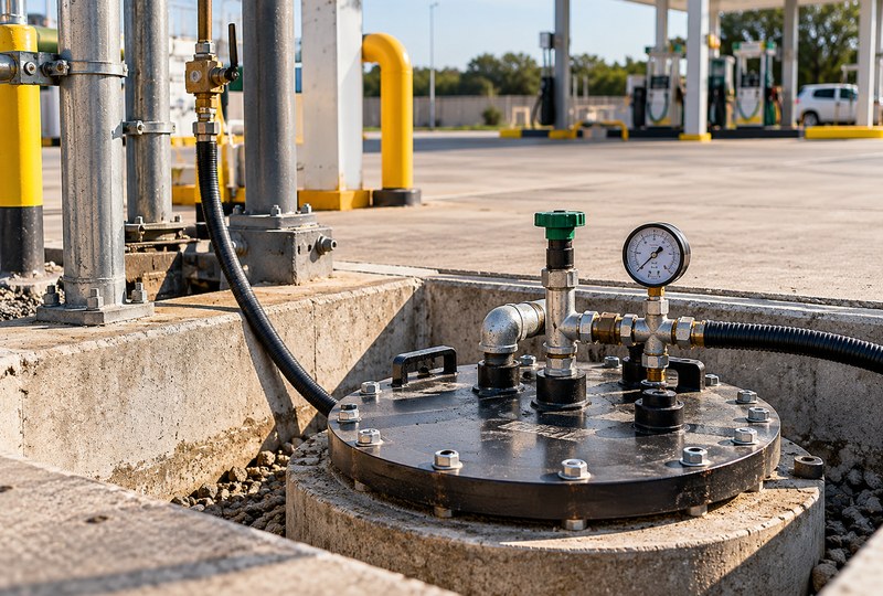 Fuel tank inspection access and testing connections