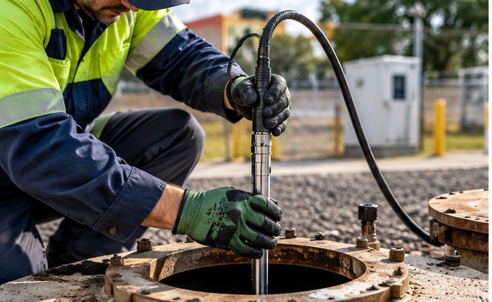 Probe positioned at a fuel tank access point